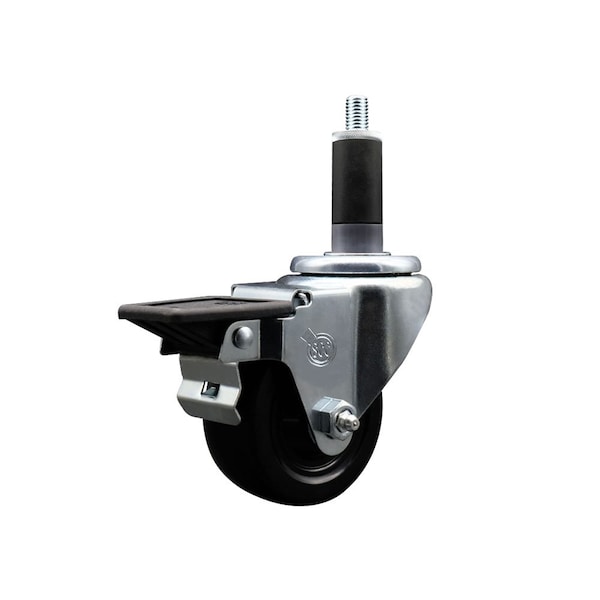 3'' Hard Rubber Swivel 1-1/8'' Expanding Stem Caster with Brake